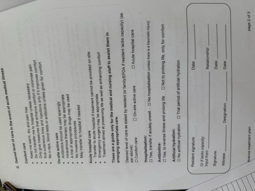 Advance Treatment Plan page 2