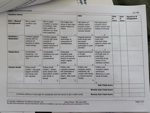 Robinson's Resident Acuity Assessment page 3