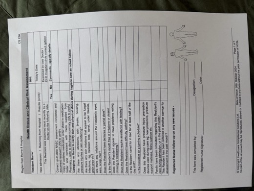 Health Status and Clinical Risk Assessment page 1