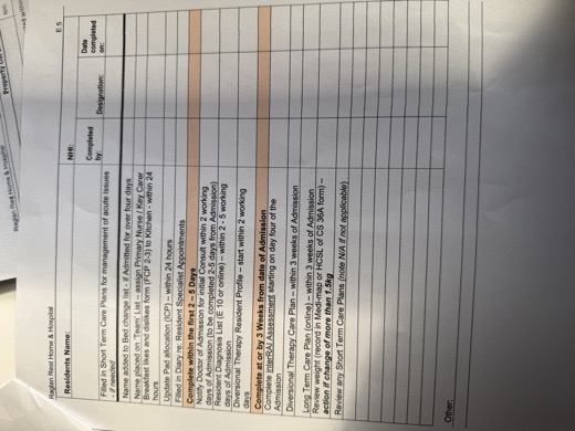 Admission Checklist page 2