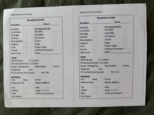 Breakfast Order page 1
