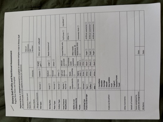 Dietary (kai) Profile and Nutritional Assessment page 1