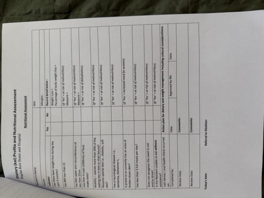 Dietary (kai) Profile and Nutritional Assessment page 2